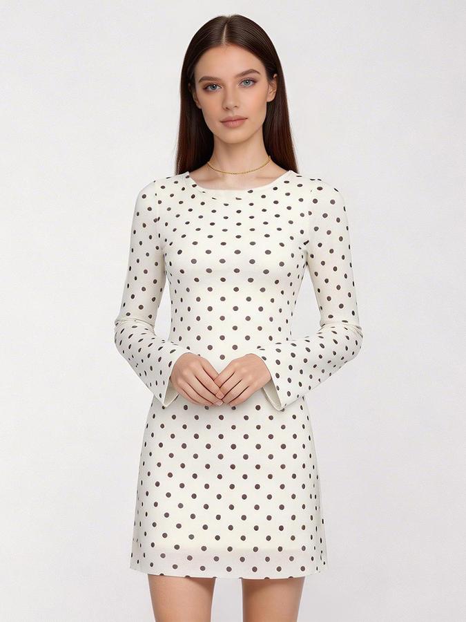 R&B Off White Printed Women Fitted Dress
