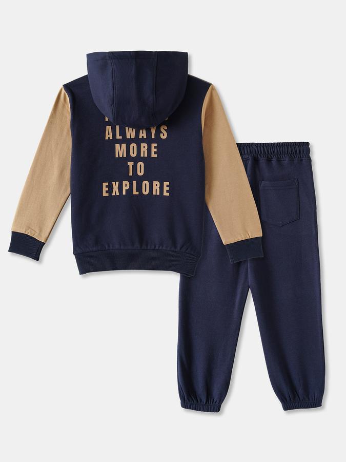 Boys Cotton Graphic Hoodie And Drawstring Joggers Set