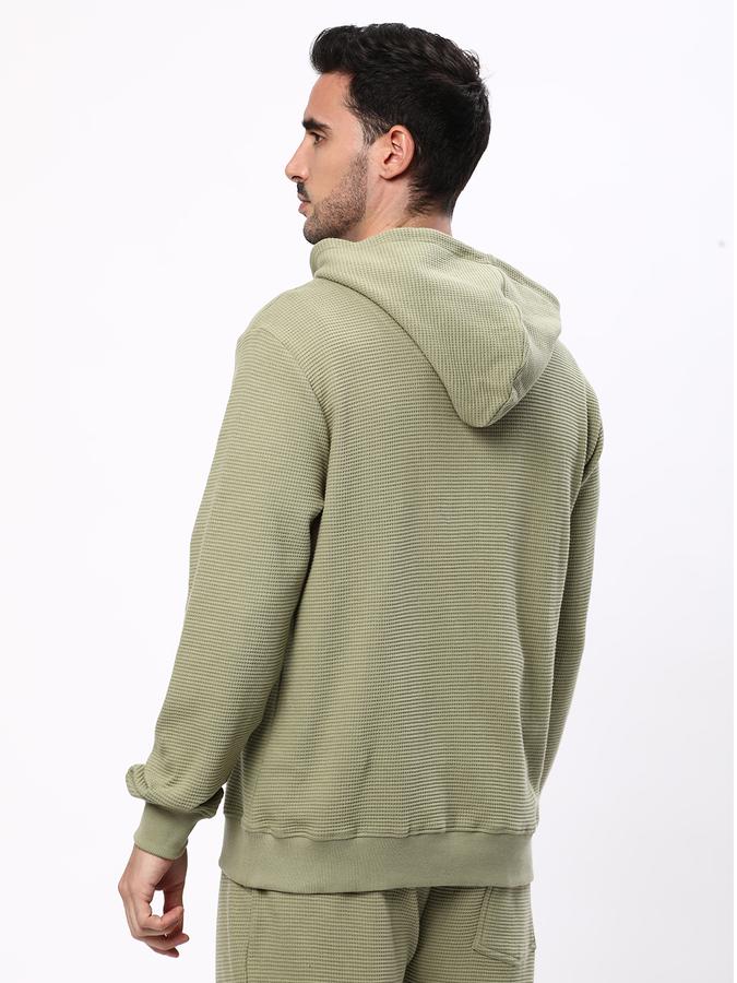 Men Cotton Regular Fit Hooded Solid Sweatshirt