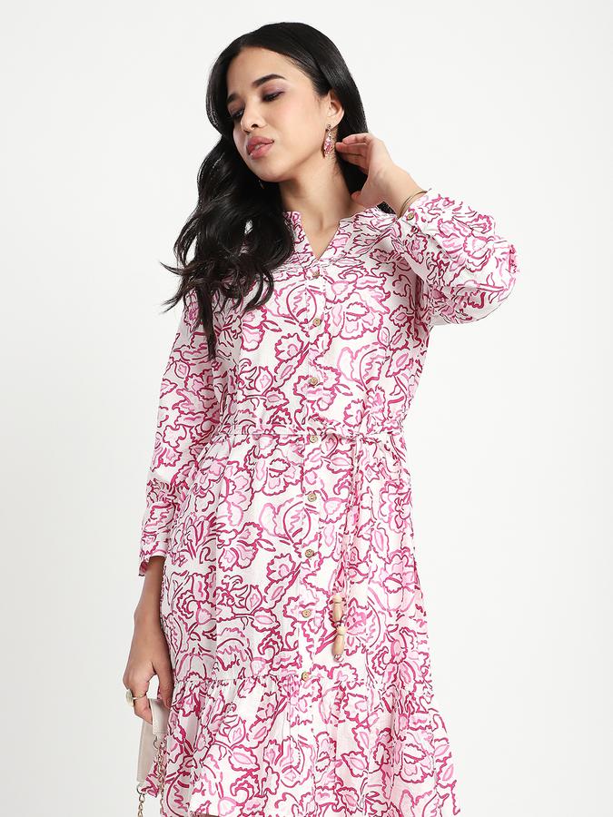 Women Polyester A-Line Above Knee Floral Dress
