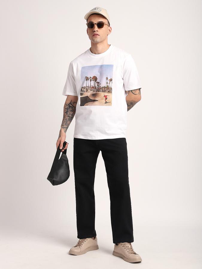 Men Cotton Relaxed Fit Crew Neck Graphic T-shirt