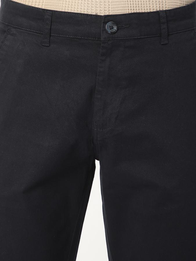 Men Cotton Regular Fit Flat Front Solid Trousers