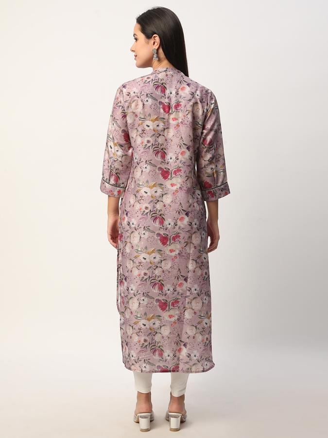 Women Polyester Regular Fit Mandarin Collar Printed Kurta