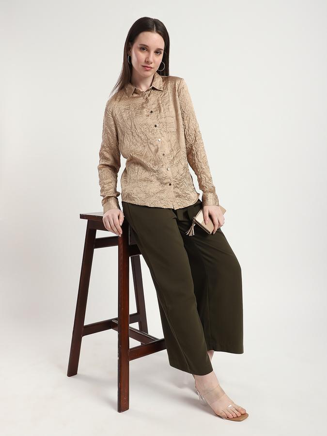 R&B Women Brown Textured Shirt