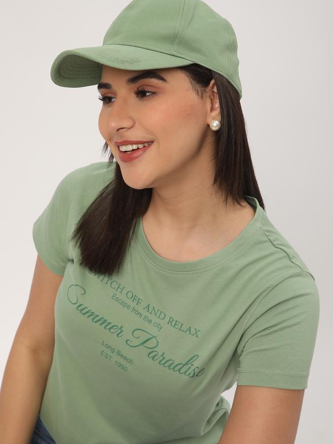 Women Cotton Regular Fit Round Neck Graphic T-shirt