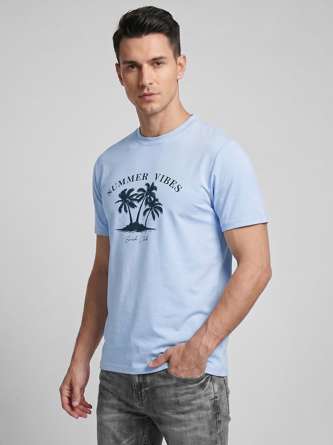 R&B Blue Typography Men Round Neck Regular Fit Short Sleeves T-Shirt 