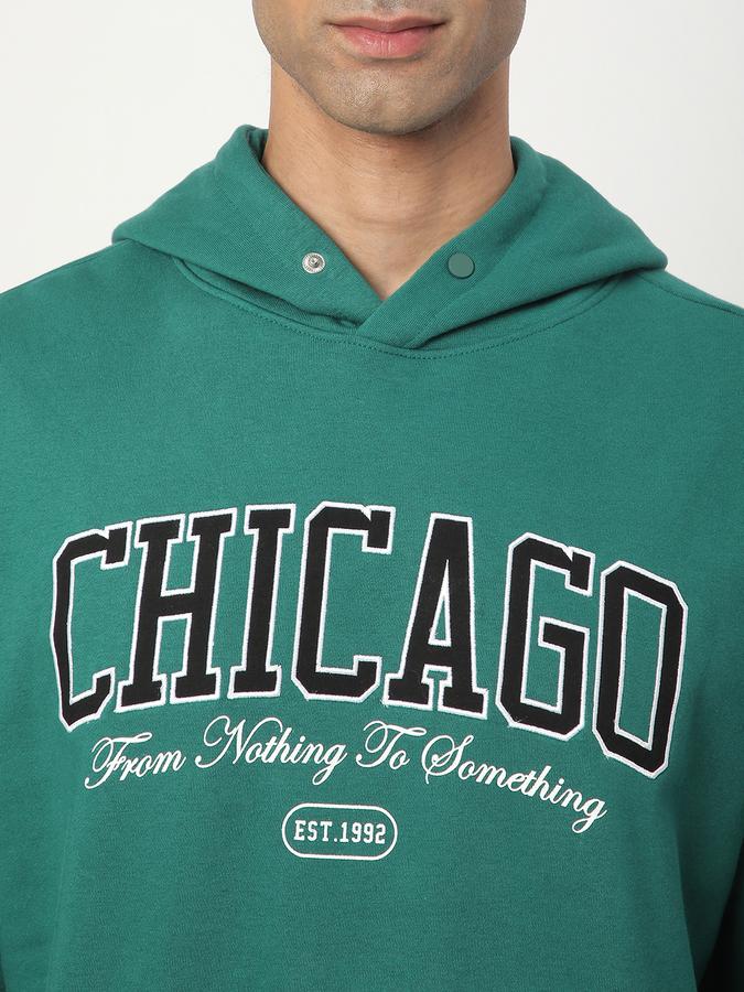 Men Fleece Regular Fit Hooded Graphic Sweatshirt