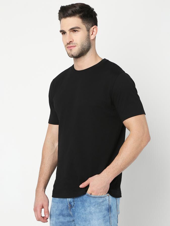 Men Cotton Regular Fit Crew Neck Solid T-shirt