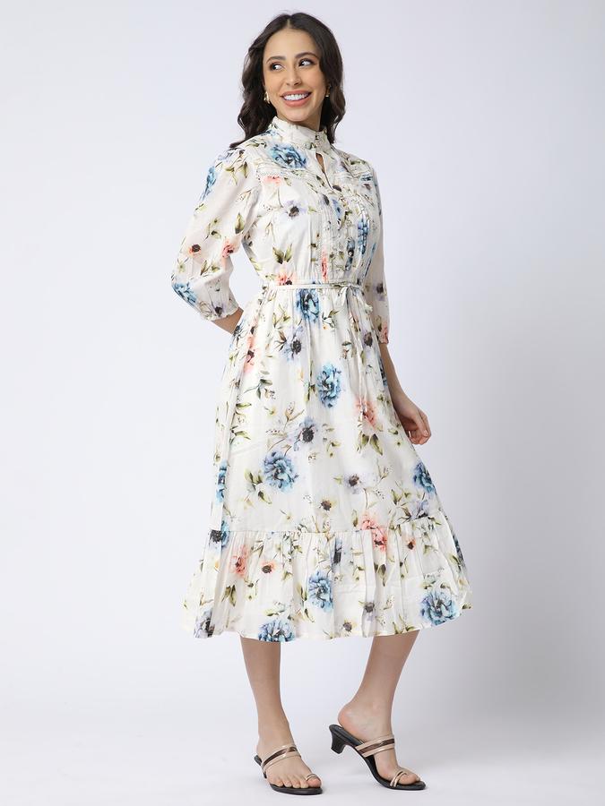 Women Cotton Fit & Flare Midi Floral Dress
