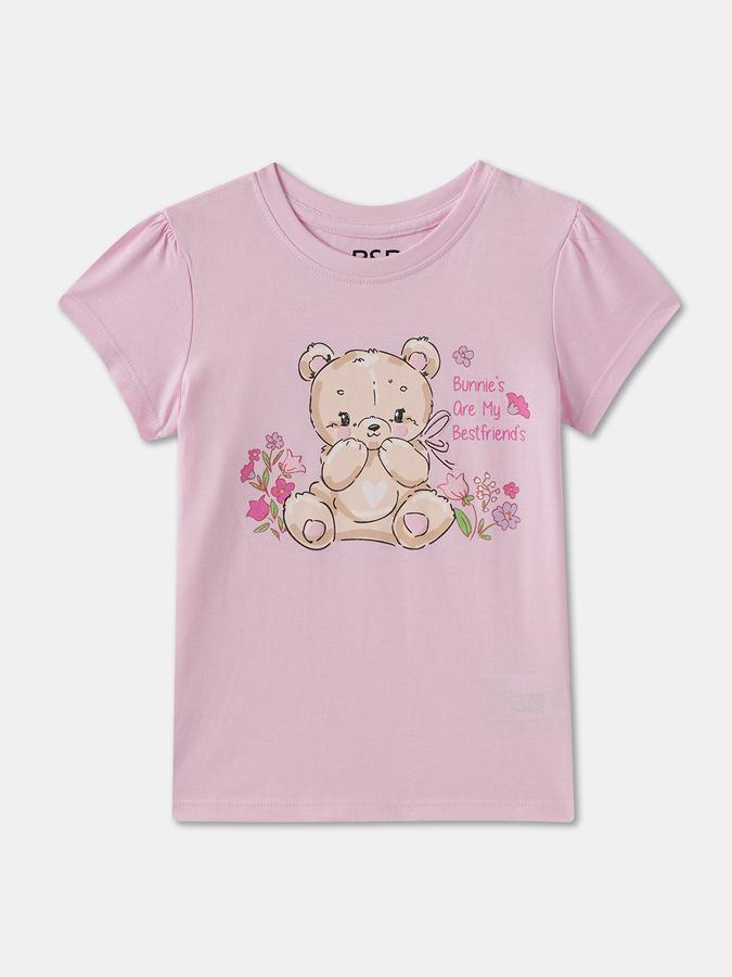 Girls Graphic Print Pure Cotton Regular T Shirt 