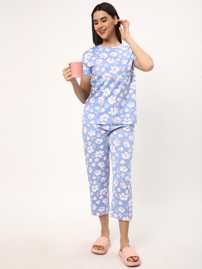 Women Floral Print T-Shirt & Pyjamas Set image number 1
