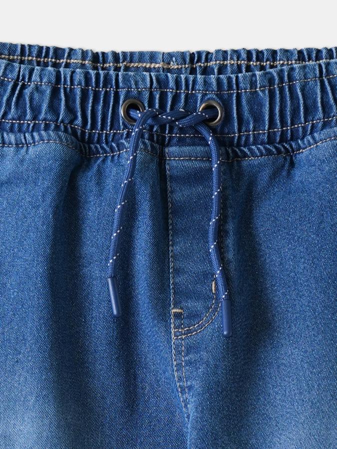 Boys Denim Relaxed Fit Pull On Waist Clean Hem Jeans