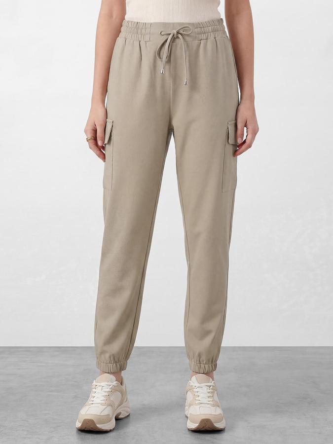 R&B Women Brown Straight Fit Solid Track Pants 