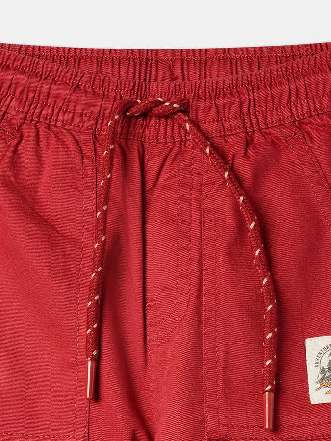 Girls Cotton Regular Fit Drawstring Waist Solid Trousers