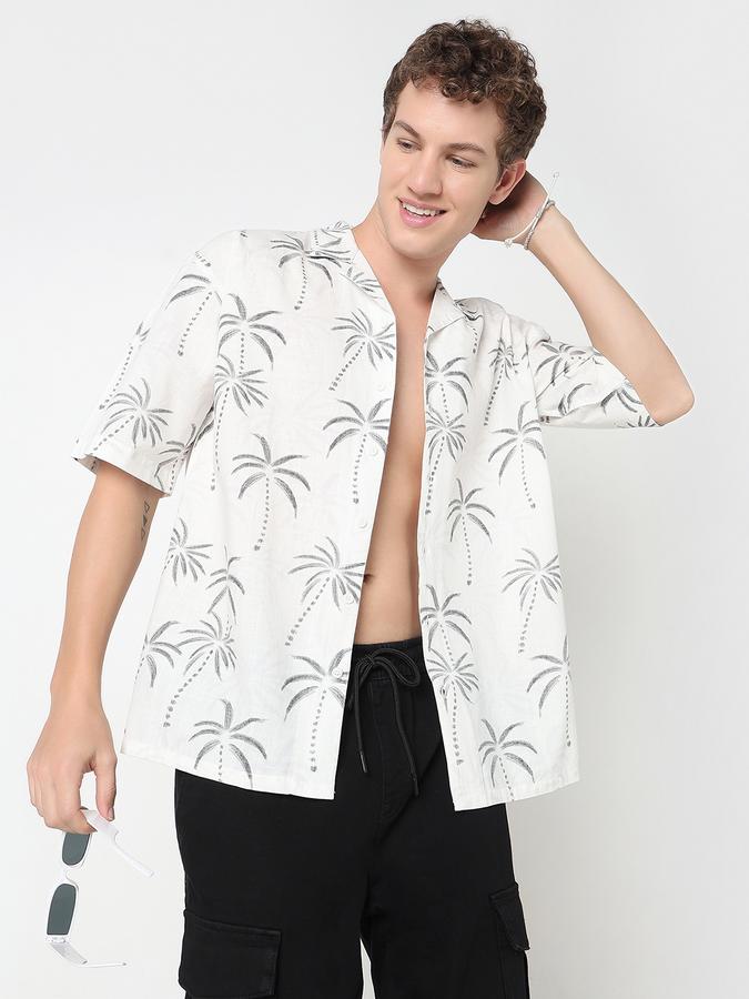 R&B MENS Short Sleeve CASUAL SLUB All Over printed SHIRT- RELAX FIT