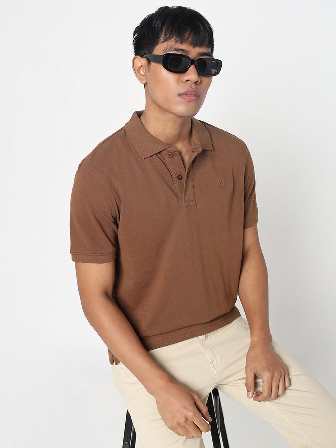 Solid Men Peter Pan Collar T-Shirt image number 0