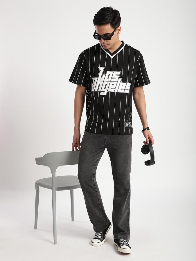R&B Men's Black Striped T-Shirt