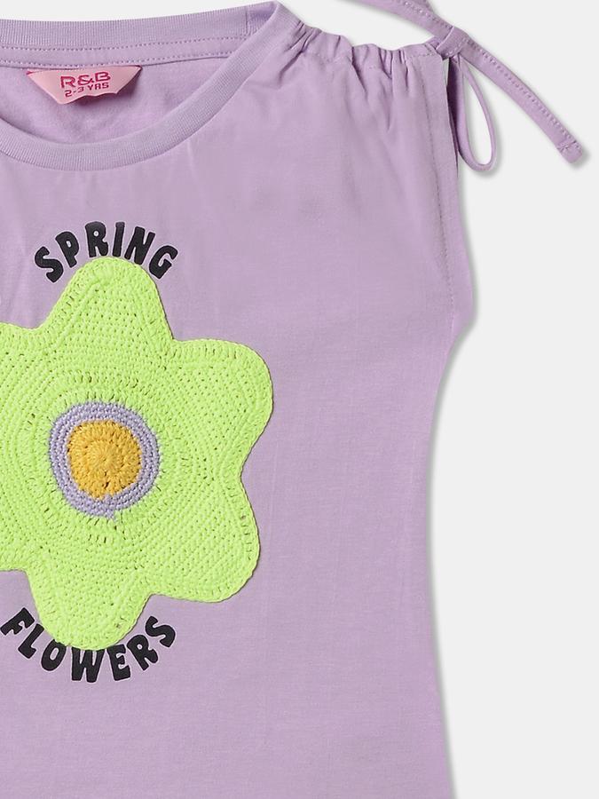 Girls Cotton Regular Fit Crew Neck Graphic T-shirt