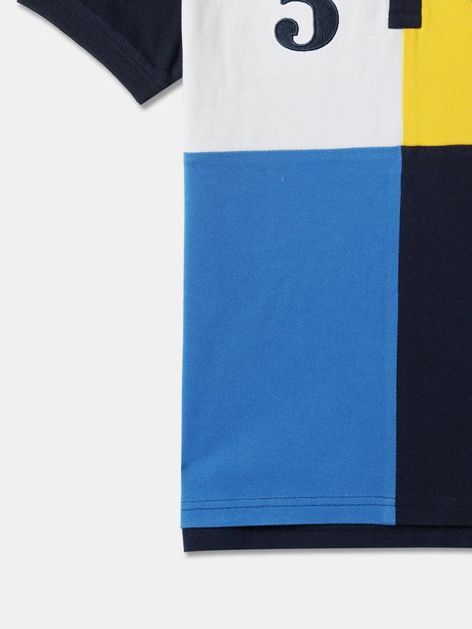 Boys Colourblock Relaxed Fit Polo T-Shirt image number 3