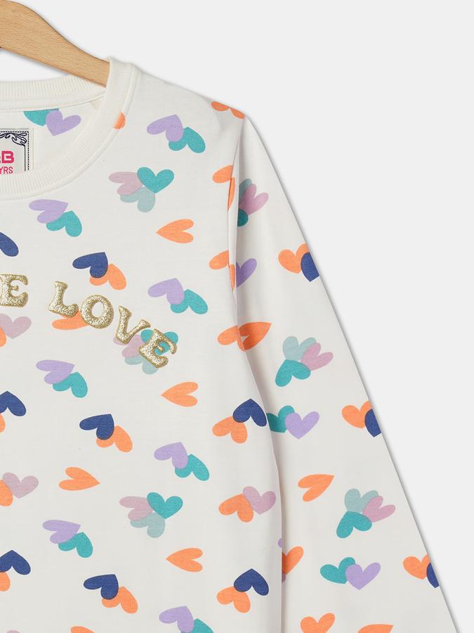 Girls Graphic Print Round-Neck Sweatshirt image number 2