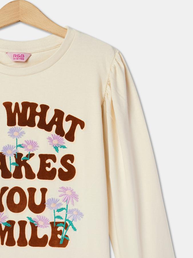Girls Typographic Print Round-Neck Top image number 3