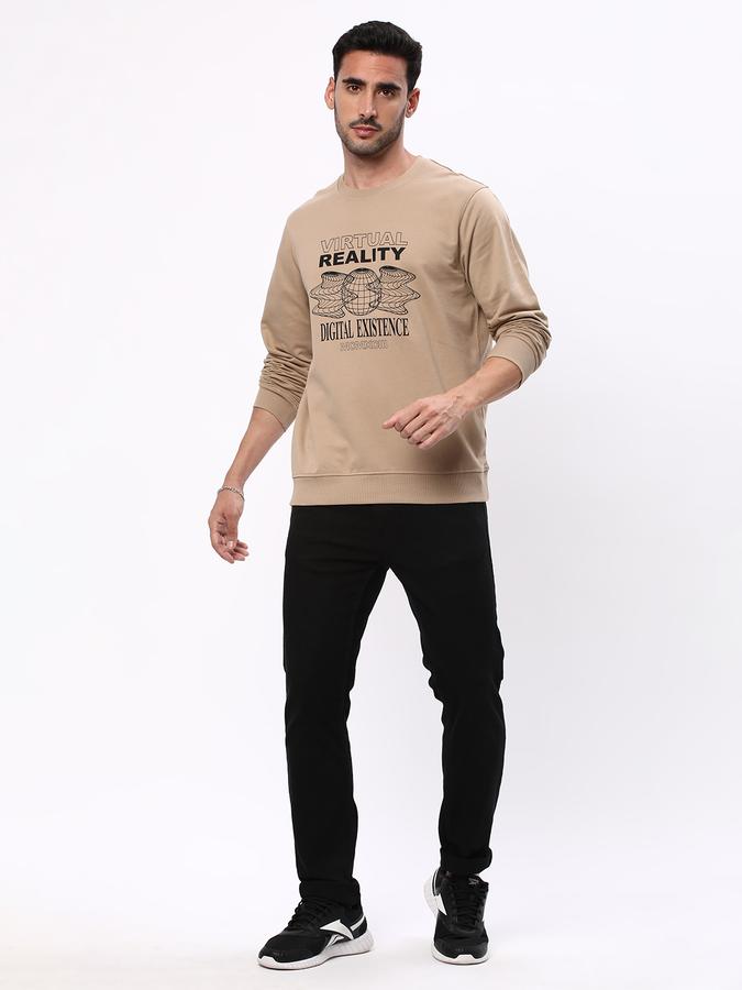 Men Regular Fit Typographic Print Round-Neck Sweatshirt image number 1