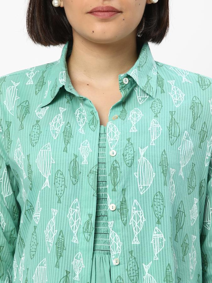 R&B Women's Printed Cotton 2Pcs Kurta Jacket Set 3Q Sleeve image number 3