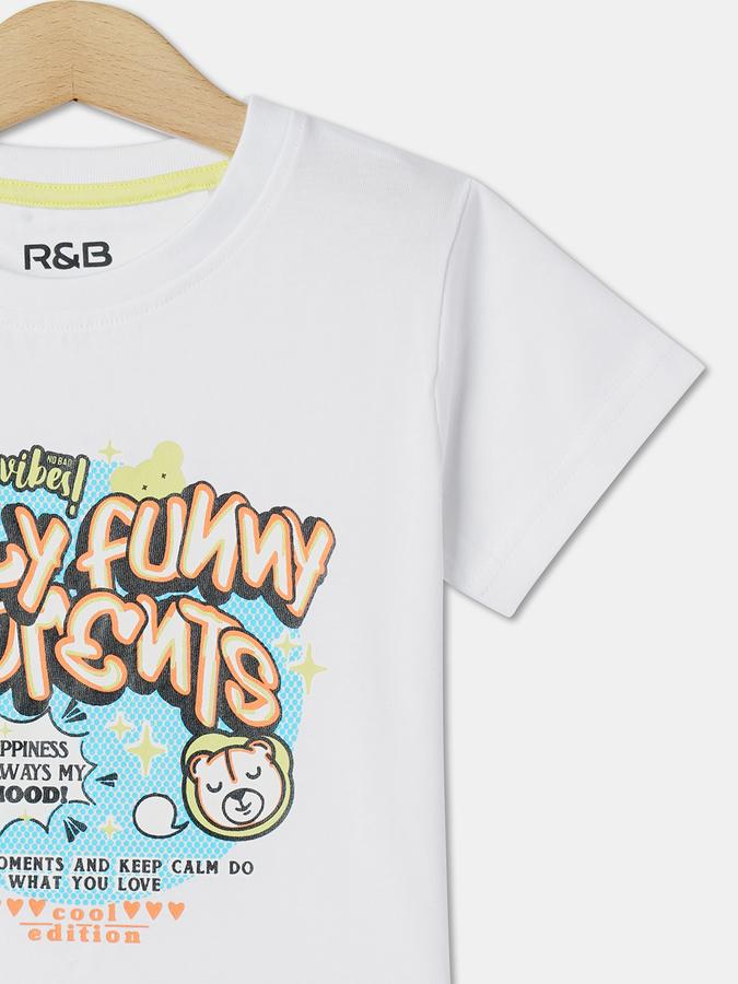 Boys Typographic Print Regular Fit Crew-Neck T-Shirt image number 2