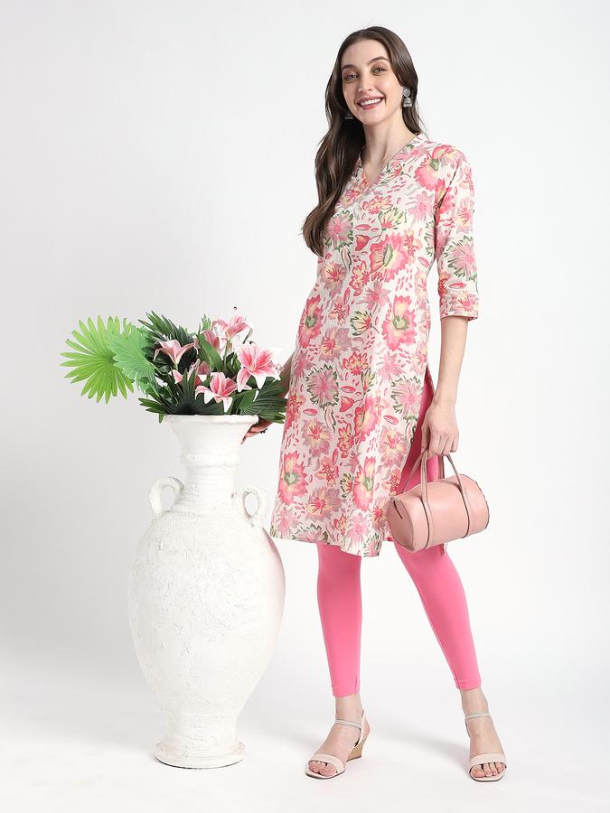 Women Viscose Regular Fit V Neck Printed Kurta