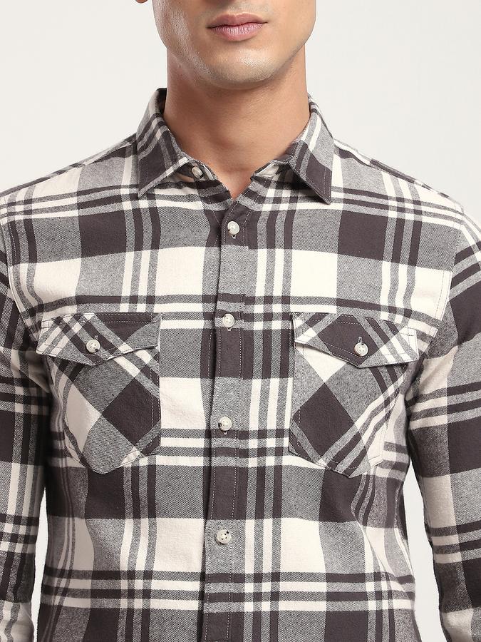 Men Cotton Regular Fit Button-Down Collar Checked Shirt