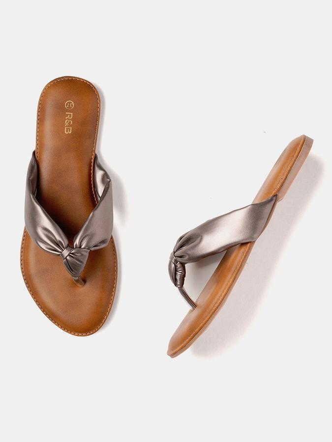 R&B Women Gun Metal Metallic Slip On Flats