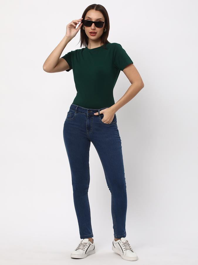 Women Cotton Regular Fit Crew Neck Solid T-shirt