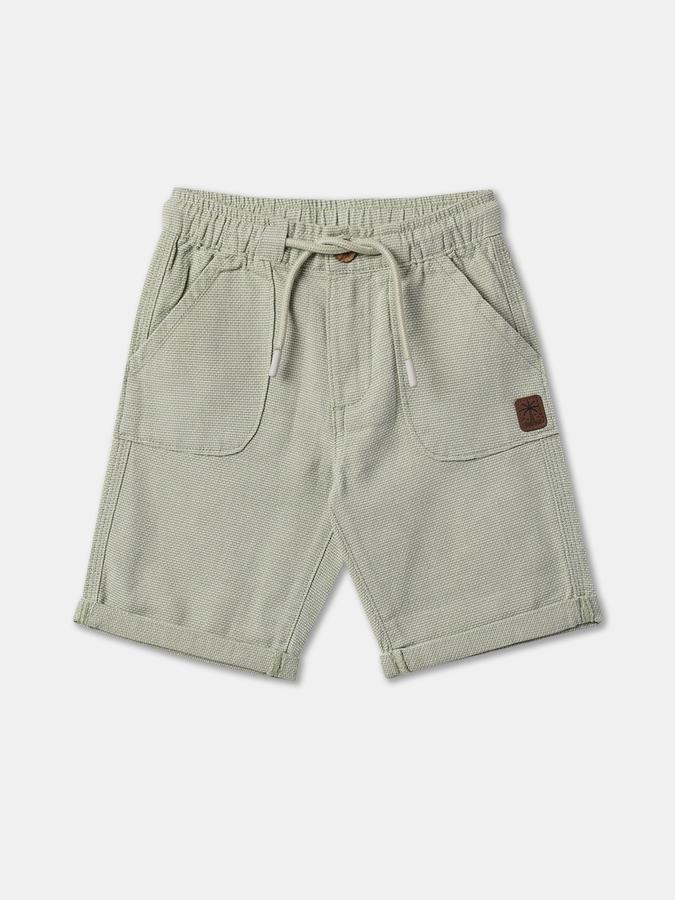 Boys Cotton Relaxed Fit Drawstring Waist Cuffed Hem Shorts