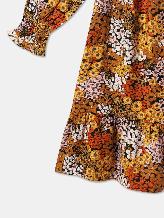 Girls Floral Print A-Line Dress image number 3