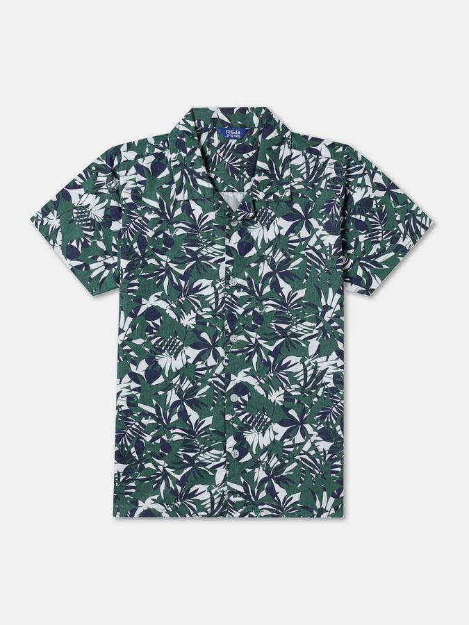 Boys Regular Fit Short Sleeve Camp Collar Shirt