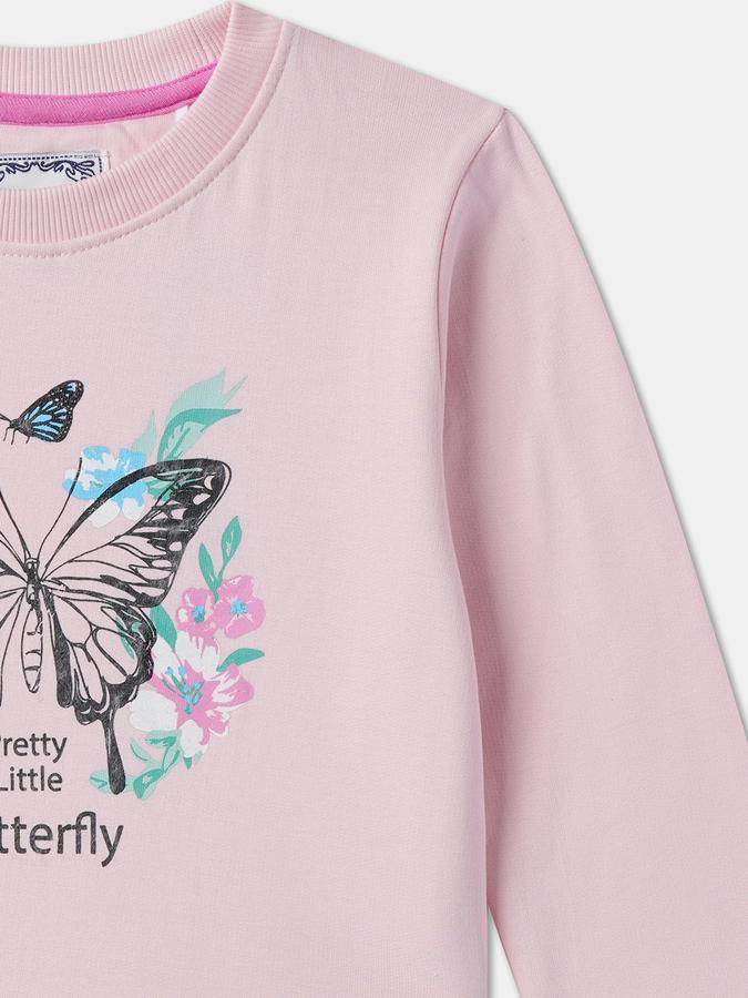 Girls Graphic Regular Fit Long Sleeve Crew Neck SweaT-Shirt