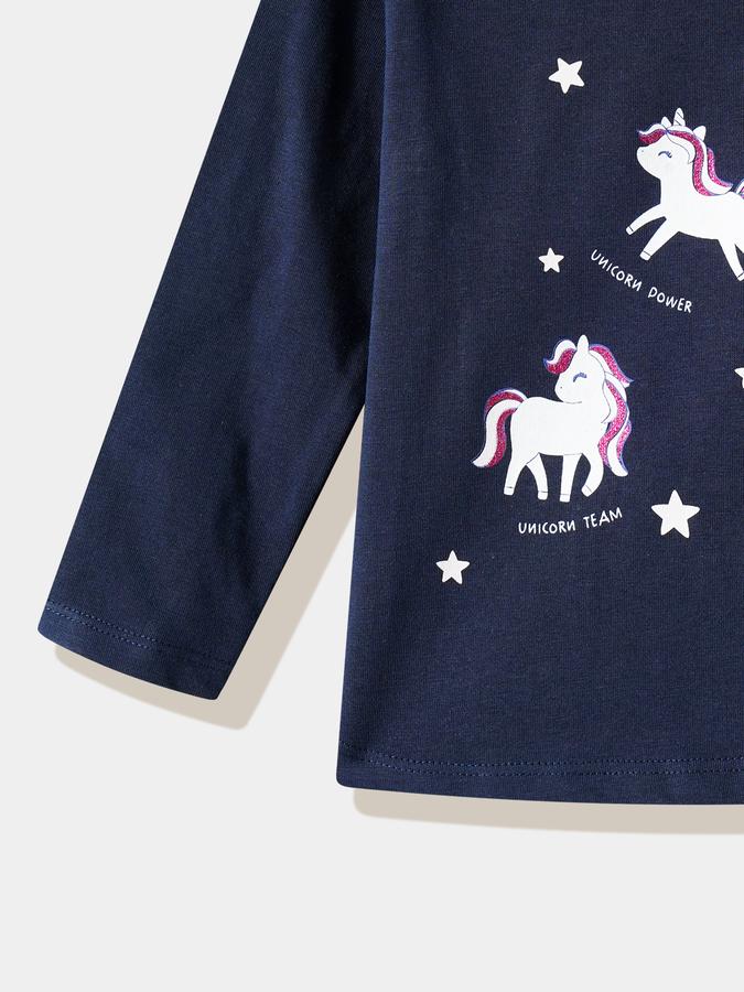 Girls Cotton Regular Fit Round Neck Graphic T-shirt