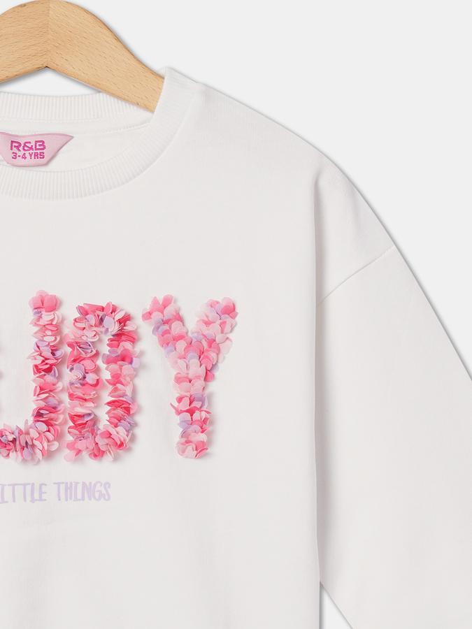 Girls Cotton Regular Fit Crew Neck Graphic Sweatshirt