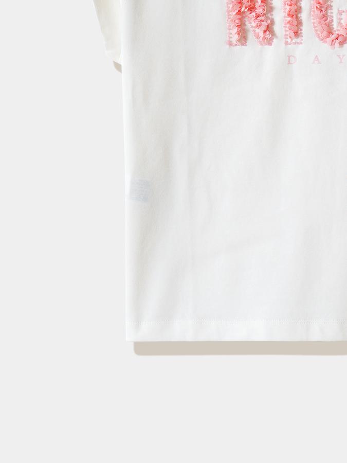 Girls Cotton Regular Fit Crew Neck Short Sleeve Graphic Top