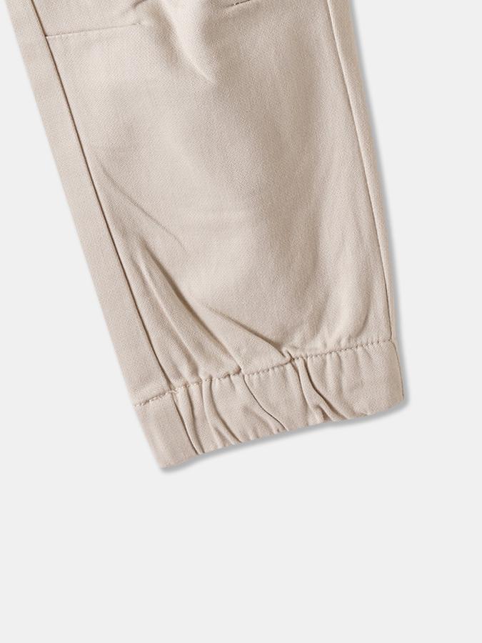 Boys Twill Regular Fit Drawstring Waist Cuffed Hem Trousers