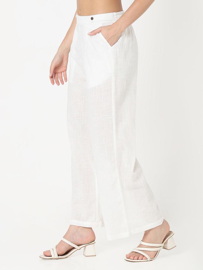 Women's off wide leg pallazo with waist band tab detail image number 2