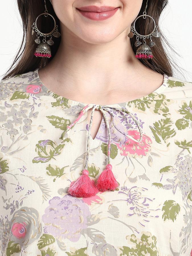 Women Viscose Regular Fit Round Neck Printed Kurta