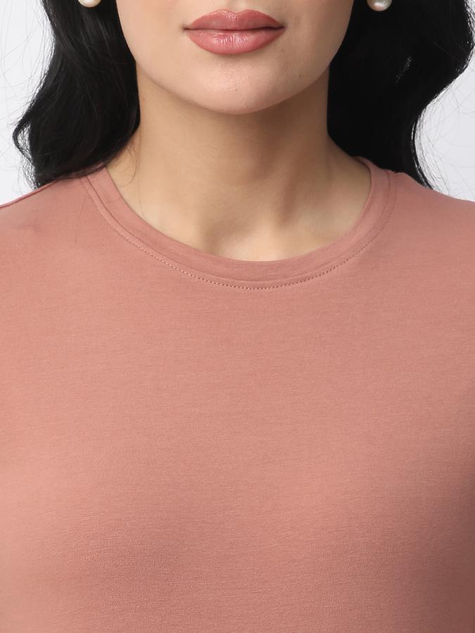 Women Cotton Relaxed Fit Crew Neck Solid T-shirt