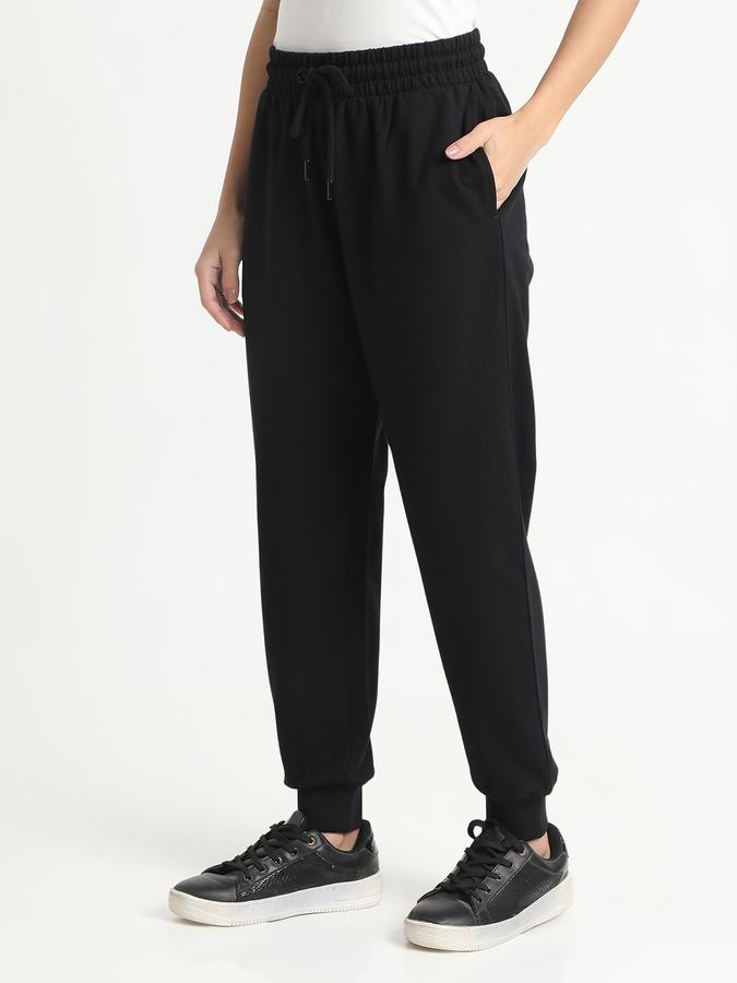 Women Cotton Regular Fit Drawstring Waist Solid Trackpants