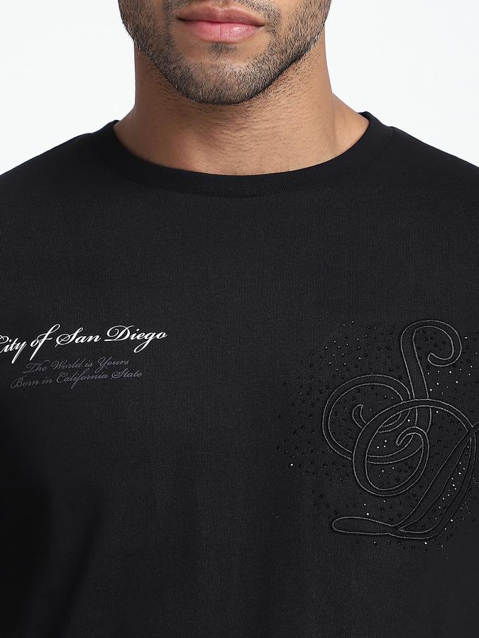 R&B Men's Black Printed T-Shirt