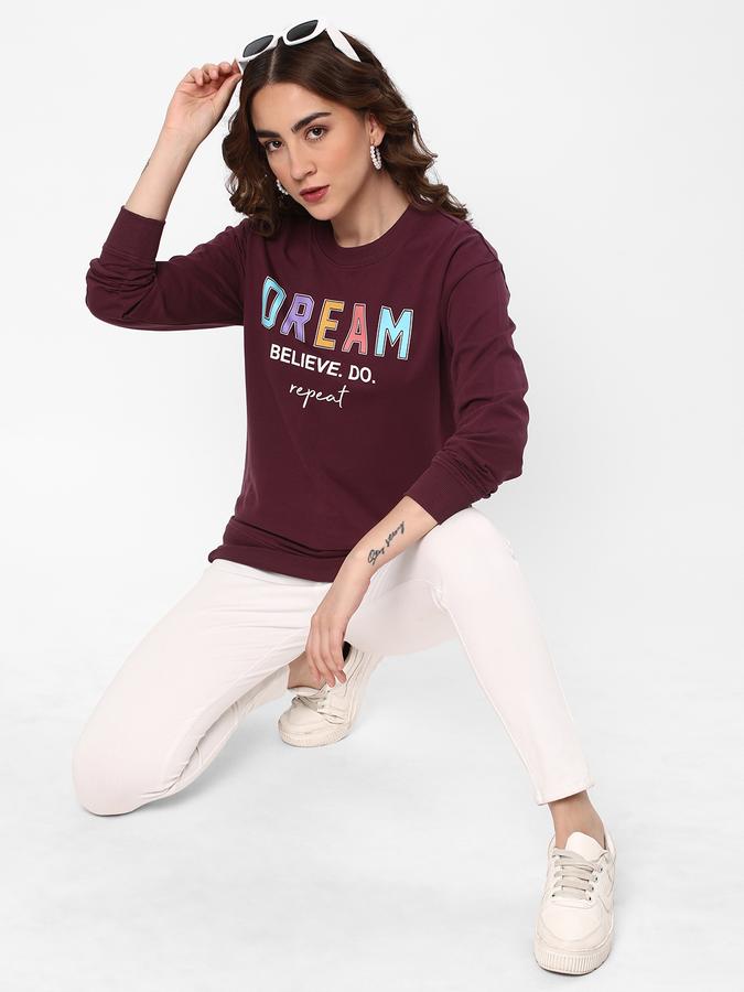 Women Cotton Regular Fit Round Neck Graphic Sweatshirt