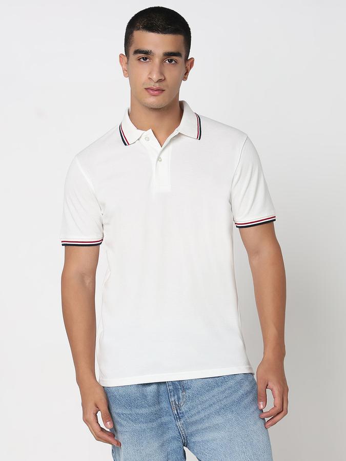 MENS Short Sleeves SOLID POLO WITH TIPPING COLLAR AND CUFF - DRY FIT image number 1