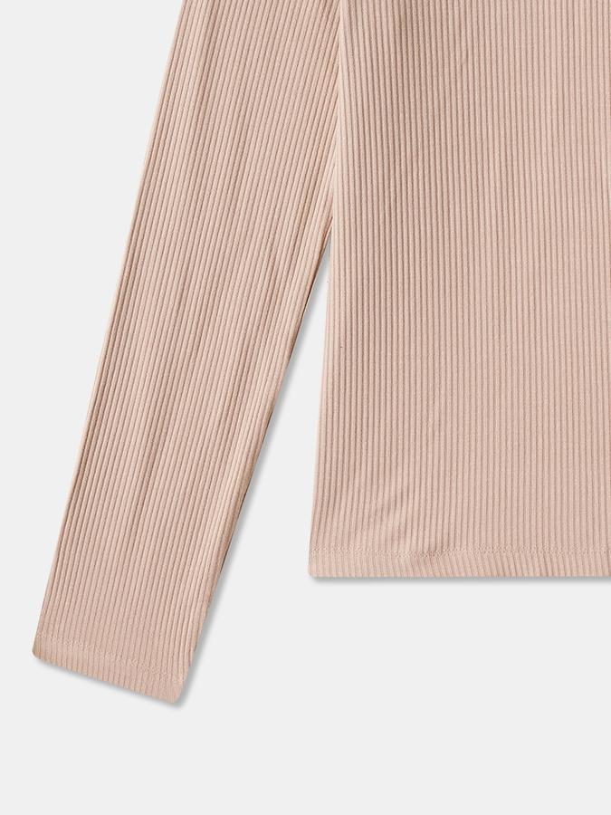 Girls Viscose Blend Regular Fit Mock Neck Solid T-Shirt