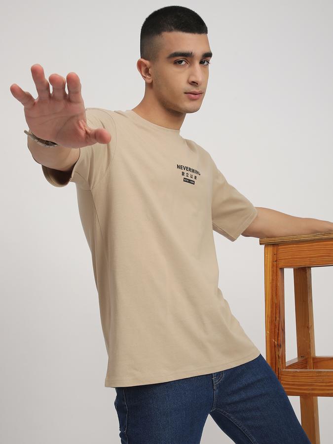 Men Cotton Relaxed Fit Crew Neck Typographic Print T-shirt