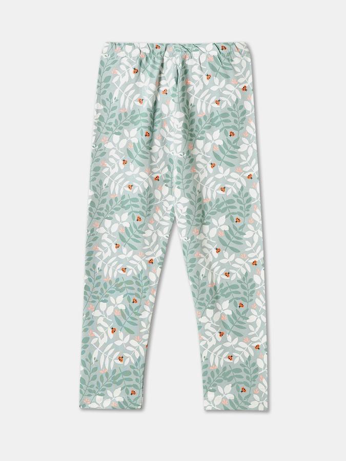 Girls Cotton Blend Skinny Fit Elastic Waist Printed Leggings